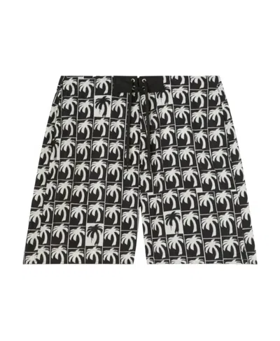 PALM ANGELS PALM ANGELS LOGO PRINTED DRAWSTRING SWIM SHORTS