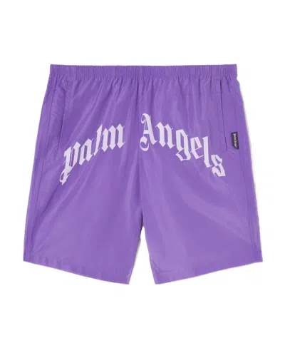 Palm Angels Logo-print Swim Shorts In Purple