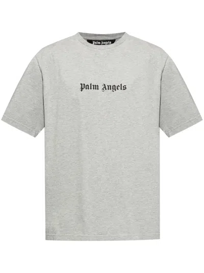 Palm Angels Logo-print T-shirt In 0810 Grey Melange - Black