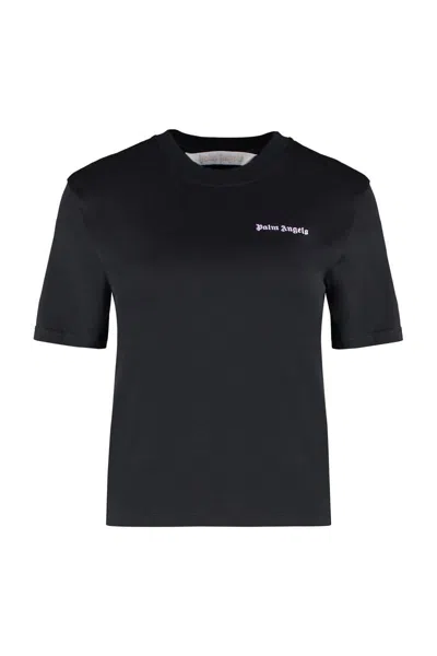Palm Angels Logo Print T-shirt In Black