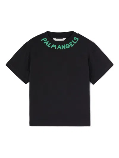 Palm Angels Kids' Logo-print T-shirt In Black