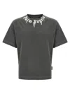 Palm Angels Grey Logo Print T-shirt In Gray