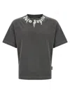 Palm Angels Grey Logo Print T-shirt In Gray