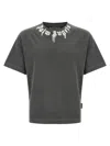 Palm Angels Grey Logo Print T-shirt In Gray
