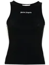 Palm Angels Crew Neck Racerback Sleeveless Tank Top In Black