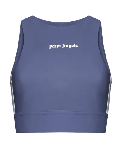 Palm Angels Logo-print Tank Top In Blue