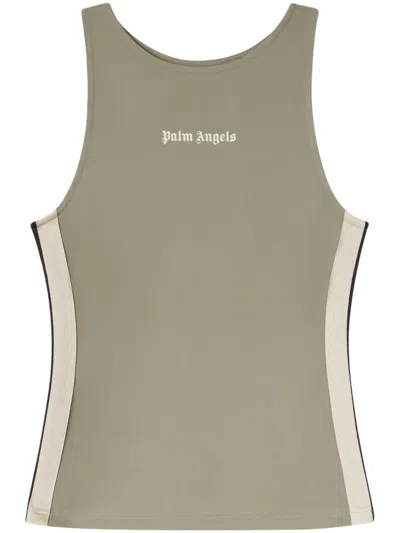 Palm Angels Logo-print Round-neck Top In Green