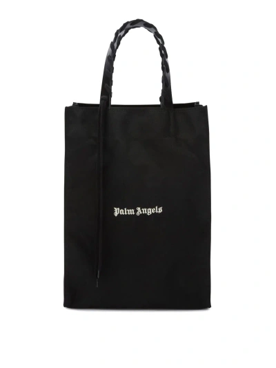 Palm Angels Logo-print Tote Bag In Black White