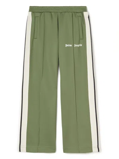 Palm Angels Kids' Logo-print Track Trousers In Green