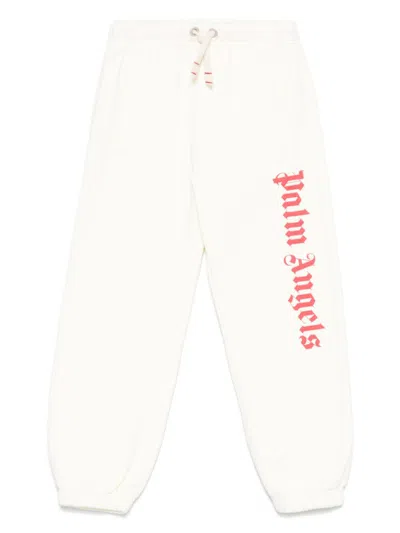 Palm Angels Kids' Logo-print Track Pants In White