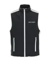 Palm Angels Logo Zip-front Sleeveless Jacket In Black