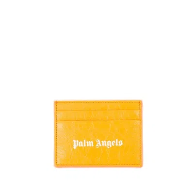 Palm Angels Logo Printed Card Holder In Yellow