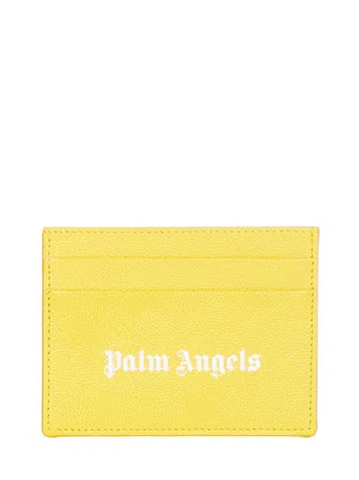Palm Angels Logo Printed Cardholder In Yellow