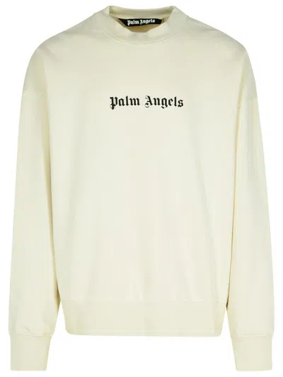 Palm Angels Cream Cotton Sweatshirt In White