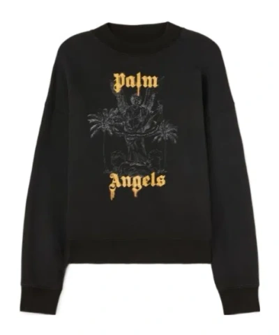 Palm Angels Logo Printed Crewneck Sweatshirt In Black