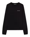 Palm Angels Cotton Oversize Crew Neck Sweatshirt In Black