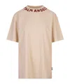 Palm Angels Logo Printed Crewneck T-shirt In Neutral