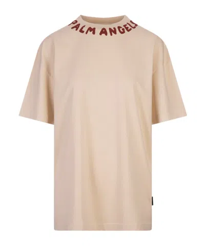 Palm Angels Logo Printed Crewneck T-shirt In Neutral