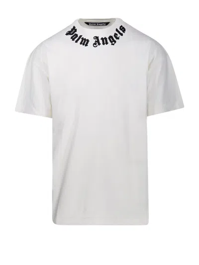 Palm Angels Logo Printed Crewneck T-shirt In White