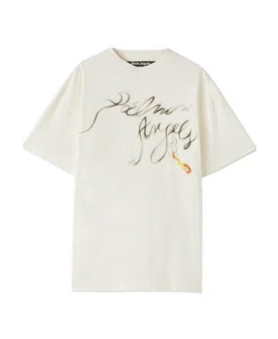 Palm Angels Logo Printed Crewneck T-shirt In White