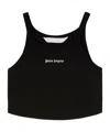 Palm Angels Black Cotton Cropped Top In Black