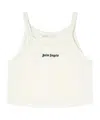 Palm Angels White Cropped Tank Top With Embroidered Logo In Cotton Woman In White