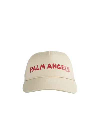 Palm Angels Logo-printed Distressed Baseball Cap In Nude