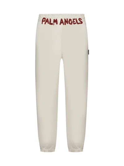 Palm Angels Logo-printed Elasticated Waist Track Pants In Bianco