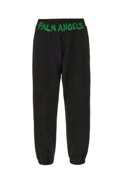 Palm Angels Logo-printed Elasticated Waist Track Trousers In Black Green