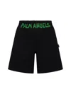 Palm Angels Logo-printed Elasticated Waist Track Shorts In Nero/verde