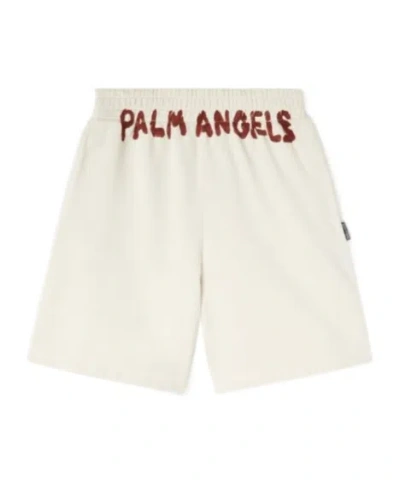 Palm Angels Logo-printed Elasticated Waist Track Shorts In White