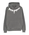 Palm Angels Cotton Hooded Sweatshirt Kangaroo Pocket In Gray
