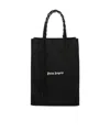 Palm Angels Logo Printed Lace-up Detailed Tote Bag In Black