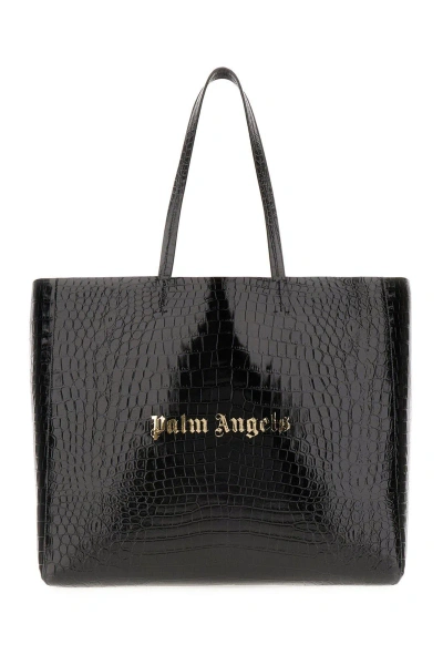 Palm Angels Logo Printed Large Tote Bag In Black