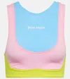 Palm Angels Logo Printed Sports Bra In Multi White