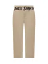 Palm Angels Chino Pants With Logo Branding In Beige