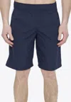 Palm Angels Logo Swimshorts Featuring Pockets In Blue