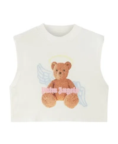 Palm Angels Logo Printed Vest In Nude