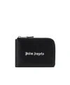 Palm Angels Rectangular Black Leather Card Wallet In Black