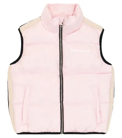 Palm Angels Kids' Logo Puffer Vest In Light Pink White