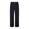 PALM ANGELS LOGO RAW WASH LOOSE 5 PKTS NAVY BLUE COTTON PANTS