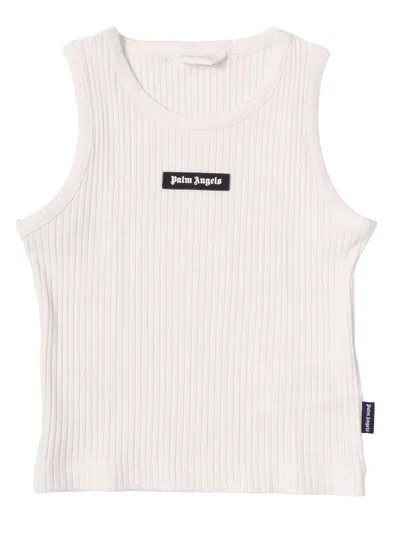 Palm Angels Logo Rib Tank Top Girl In White