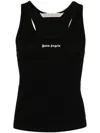 Palm Angels Logo Embroidered Ribbed Tank Top In Black