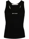 Palm Angels Logo Ribbed Tank Top In Black