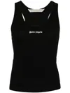 Palm Angels Logo Embroidered Ribbed Tank Top In Black