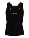 Palm Angels Logo Embroidered Ribbed Tank Top In Black