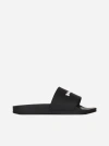 Palm Angels Black Logo Pool Slides In Black,white