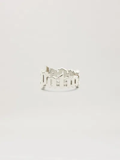 Palm Angels Logo Rounded Ring In Silver