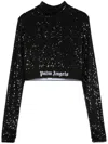 PALM ANGELS LOGO SEQUINED CROPPED TOP