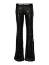 Palm Angels Sequined Logo Flared Trousers In Black